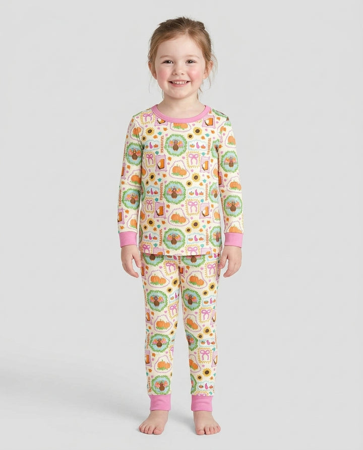 Sweet Thanksgiving Harvest Bamboo Two Piece Long Sleeve Pajama Set