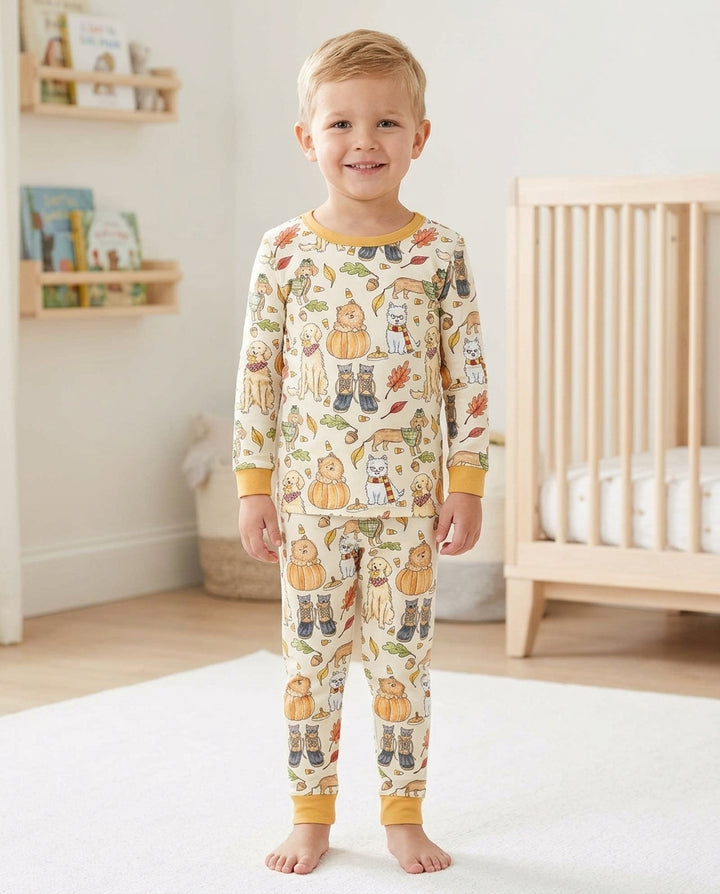 Autumn Paws Bamboo Two Piece Long Sleeve Pajama Set