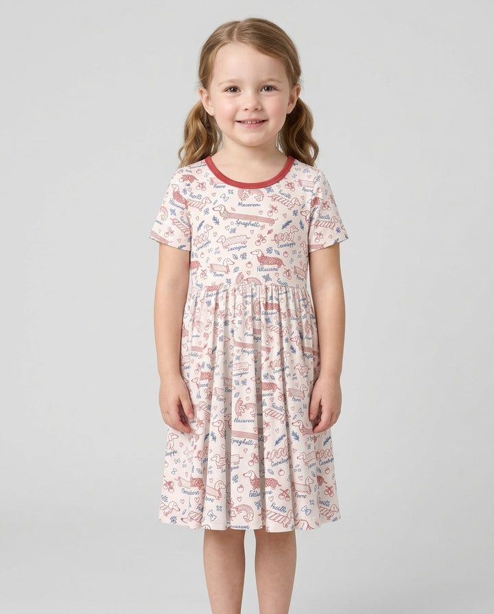 Funny Dachshund Pasta Pups Bamboo Twirl Dress