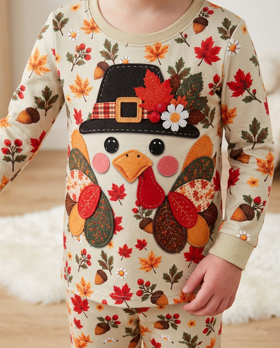 Thanksgiving Turkey Ugly  Bamboo Two Piece Long Sleeve Pajama Set