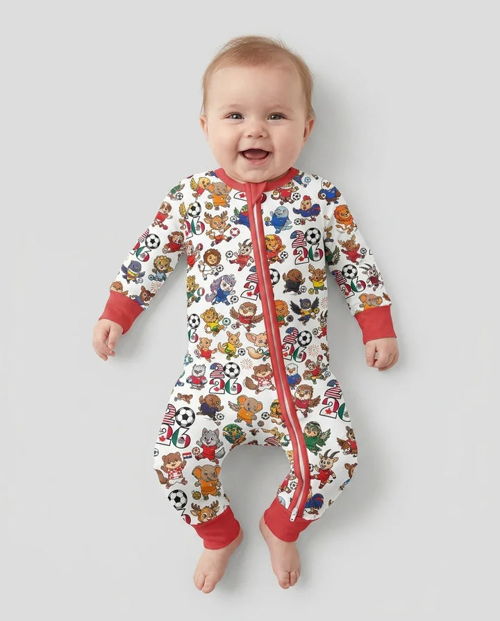 Kawaii Animals Soccer Tour 2026 Family Matching Bamboo Convertible Zippy