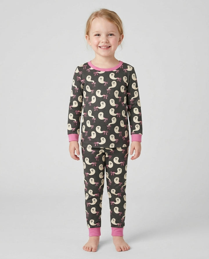 Little Ghosts Bamboo Two Piece Long Sleeve Pyjamas Set For Halloween
