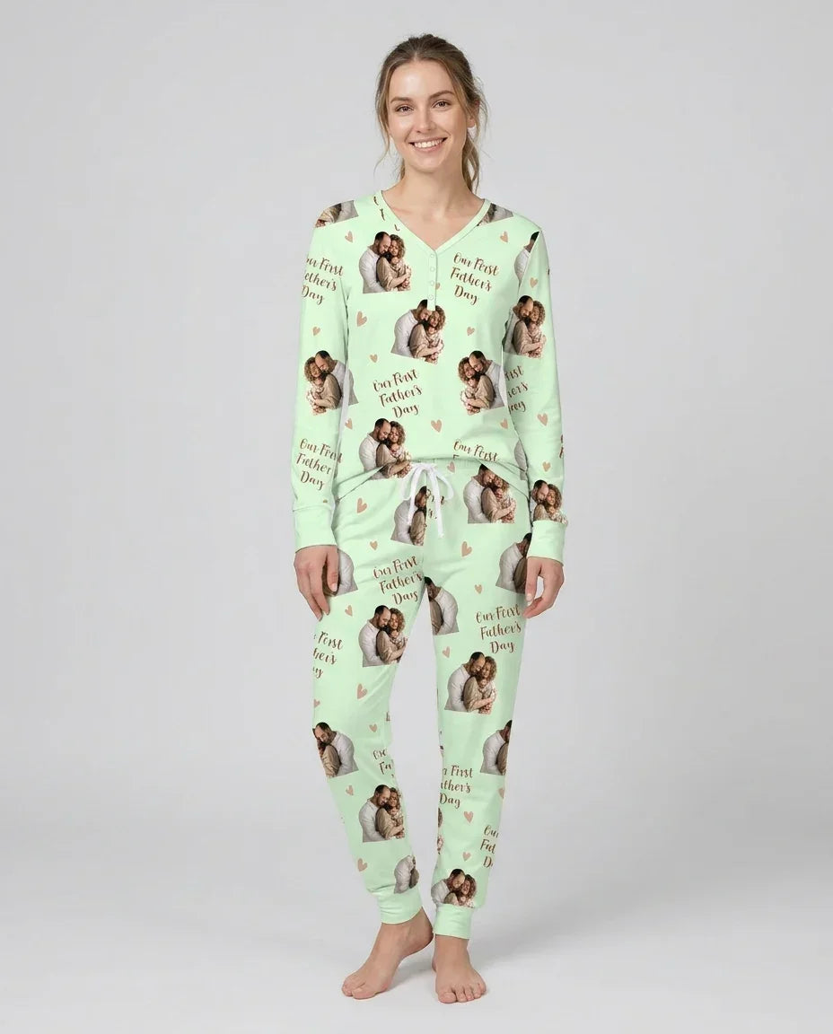 Custom Photo Our First as Parents Bamboo Women Pajama Set