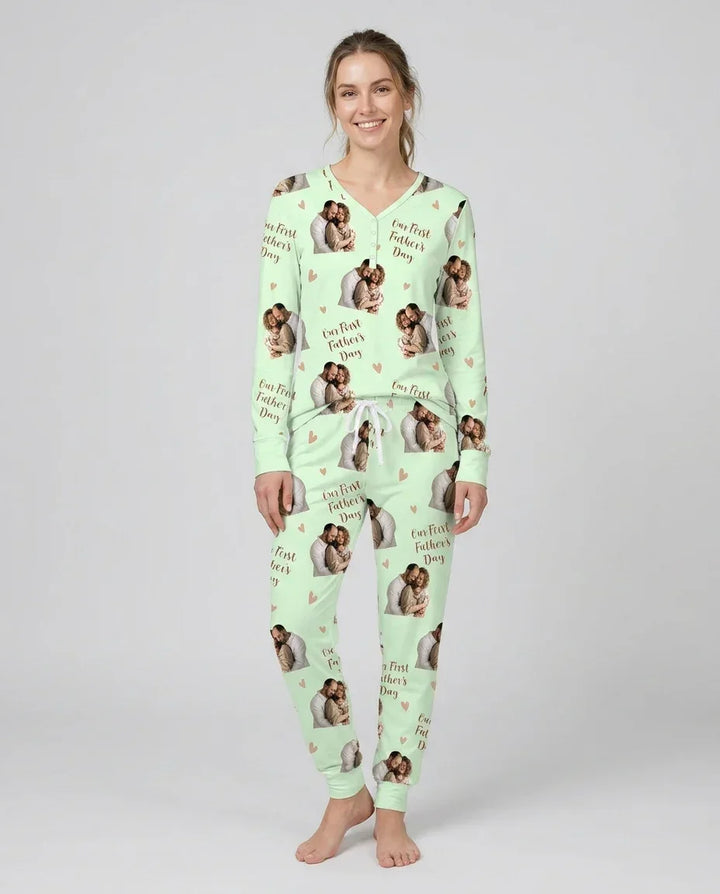 Custom Photo Our First as Parents Bamboo Women Pajama Set