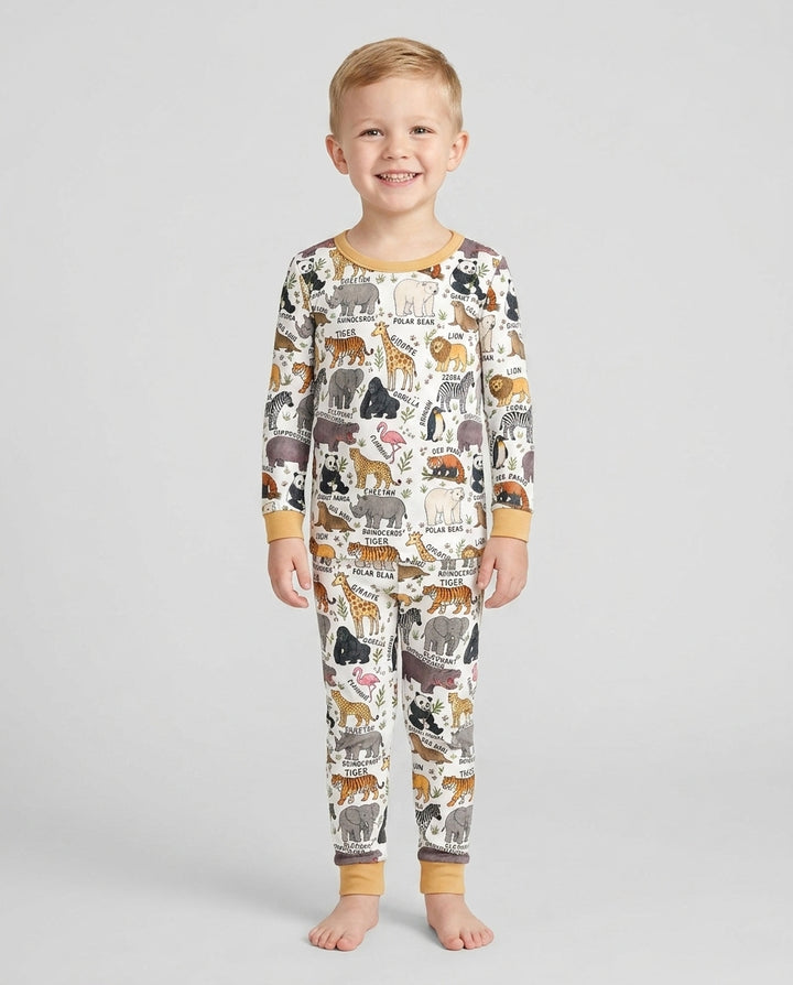 Zoo Animal Bamboo Two Piece Long Sleeve Pajama Set
