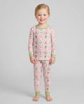 Pink Vintage Christmas Bamboo Two Piece Long Sleeve Pajama Set