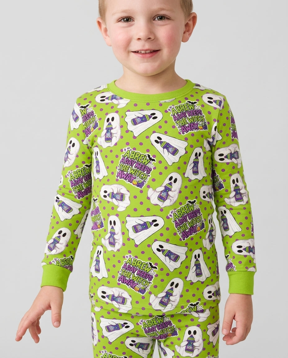 Boo Brew Ghosts Bamboo Two Piece Long Sleeve Pajama Set