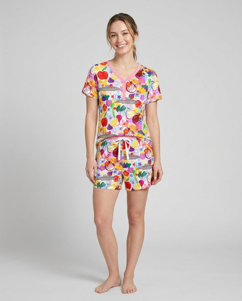 Happy Rosh Hashanah Bamboo Women Short Sleeve Short Pajama Set