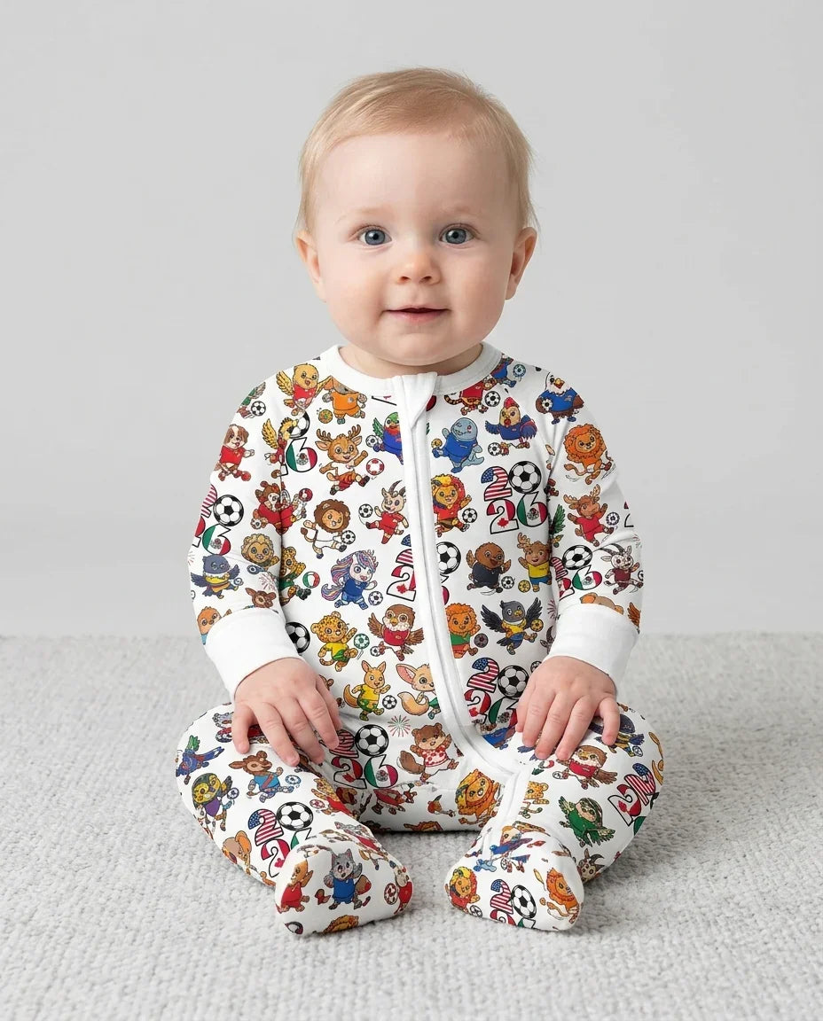 Kawaii Animals Soccer Tour 2026 Family Matching Bamboo Convertible Zippy