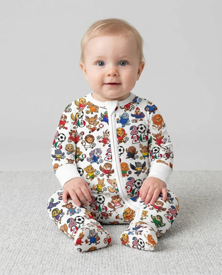 Kawaii Animals Soccer Tour 2026 Family Matching Bamboo Convertible Zippy