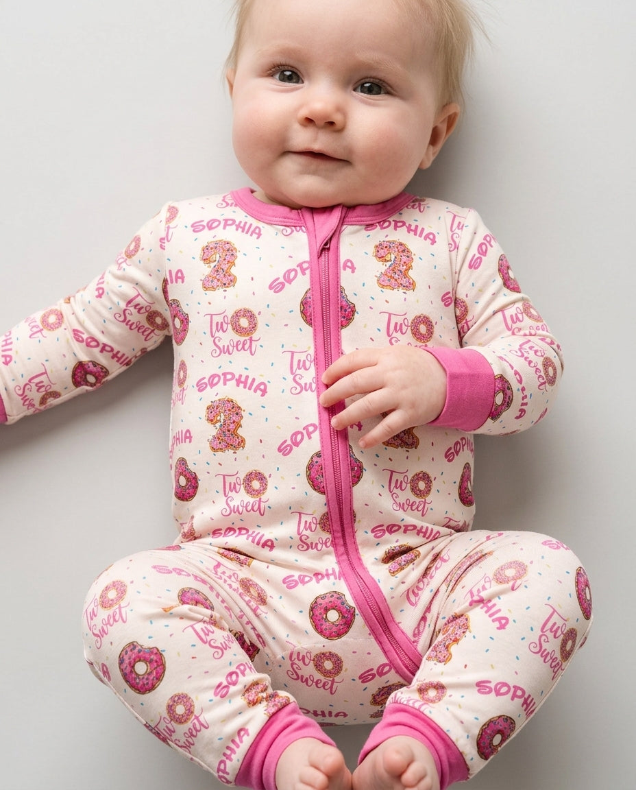 Custom Name Two Sweet Donut Bamboo Convertible Zippy