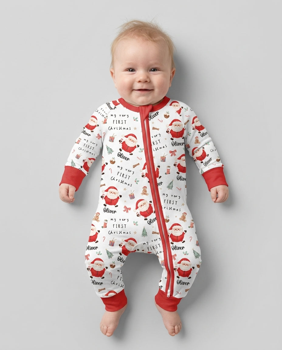 Custom Name My Very First Christmas Santa  Bamboo Convertible Zippy
