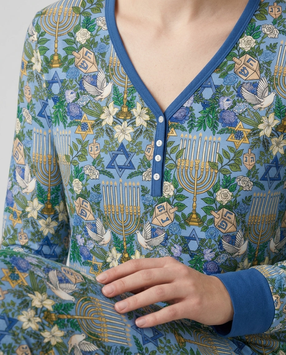 Hanukkah the Festival of Lights Mommy & Me Matching Bamboo Women Pajama Set