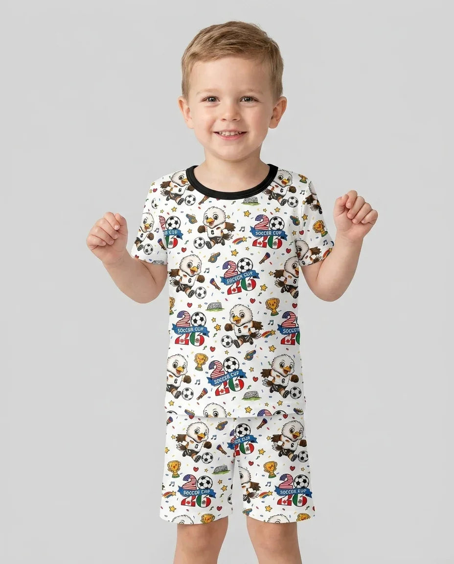 We Are The Champions Soccer Cup 2026 Bamboo Two Piece Short Sleeve Shorts Pajama Set
