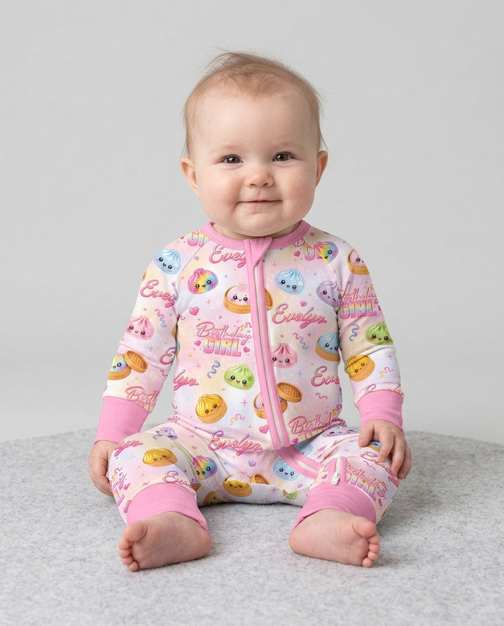 Birthday Girl Glitter Dumpling Bamboo Convertible Zippy