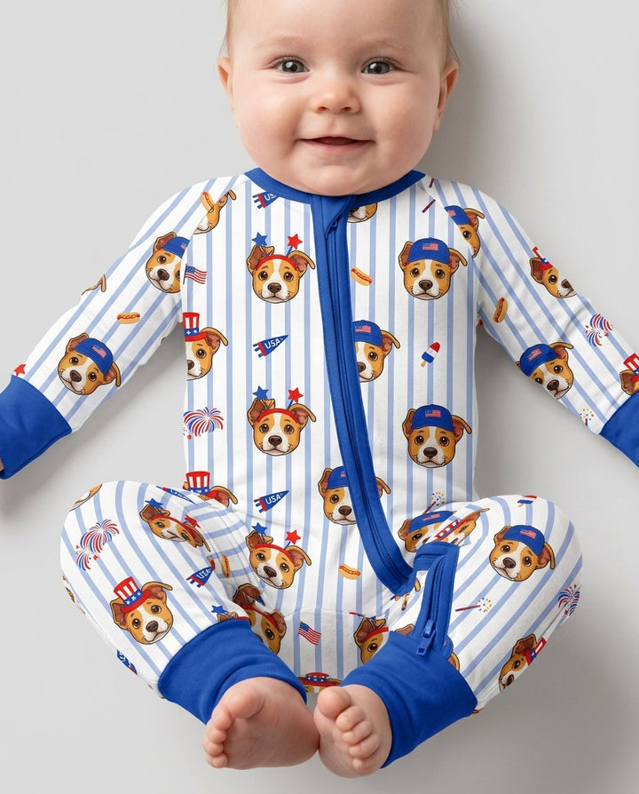 Custom Pet Image 4th of July Family Matching Bamboo Convertible Zippy