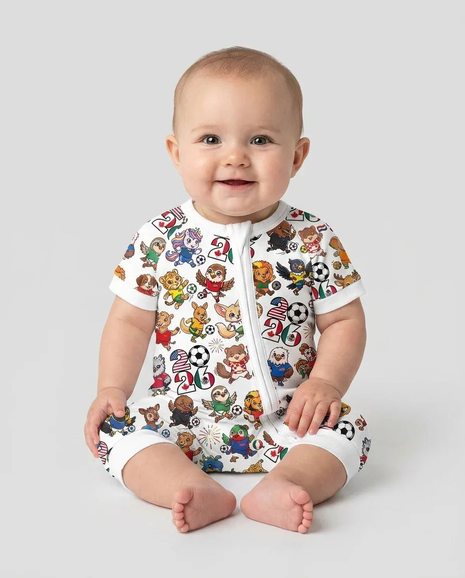 Kawaii Animals Soccer Tour 2026 Family Matching Bamboo Shorty Zippy