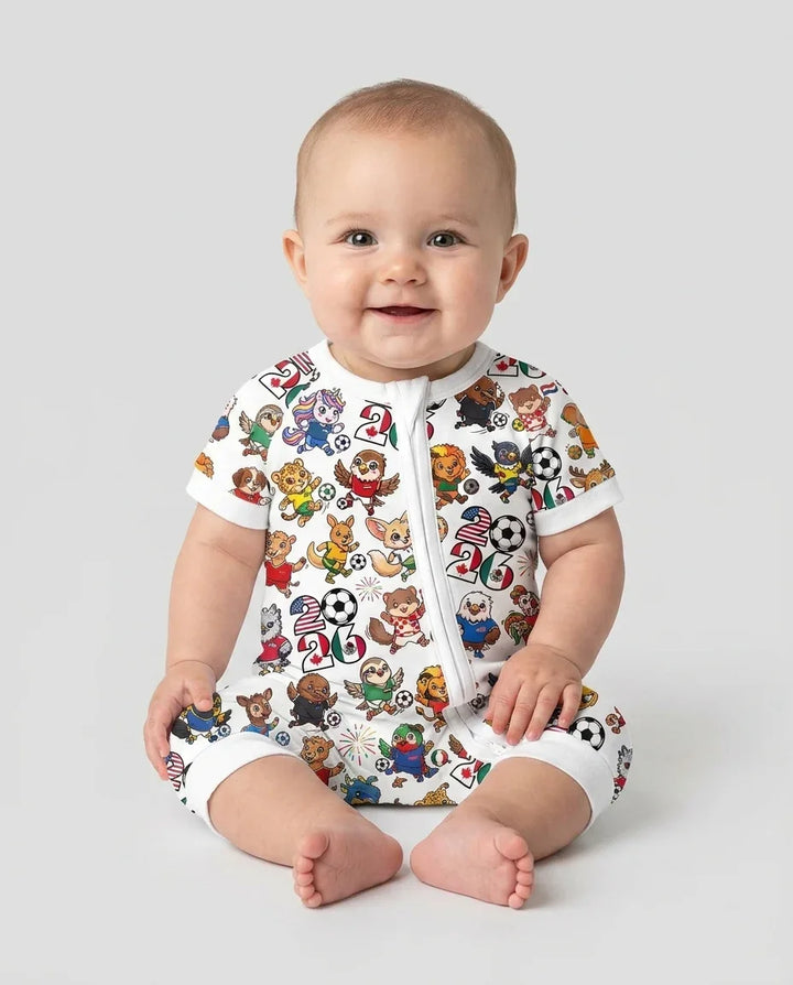 Kawaii Animals Soccer Tour 2026 Family Matching Bamboo Shorty Zippy