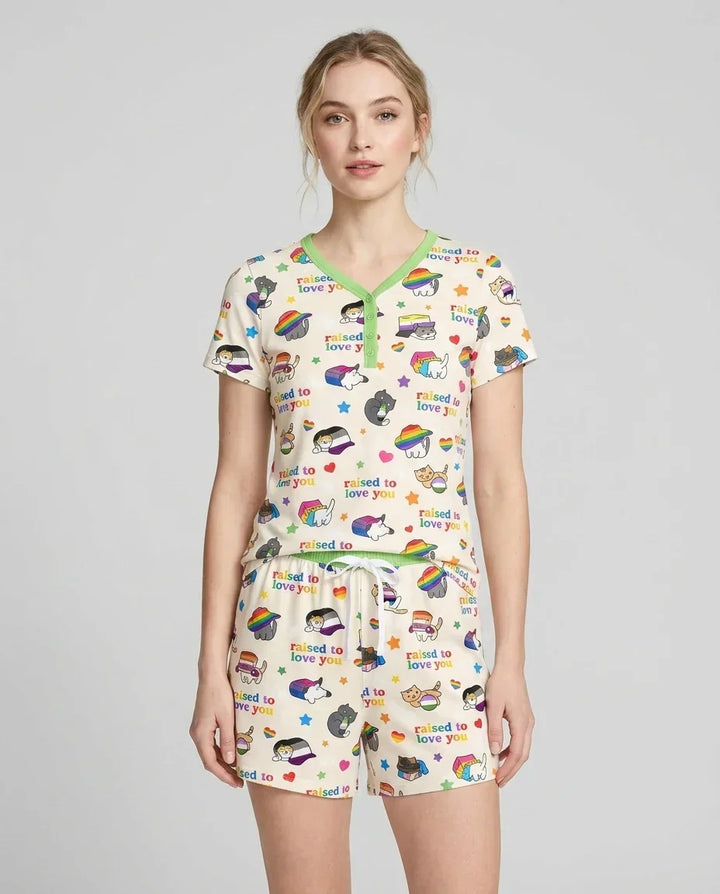 Rainbow Paws Family Matching Bamboo Women Short Sleeve Short Pajama Set