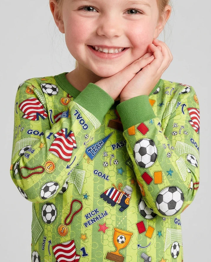 I Love Sports Soccer Bamboo Two Piece Long Sleeve Pajama Set