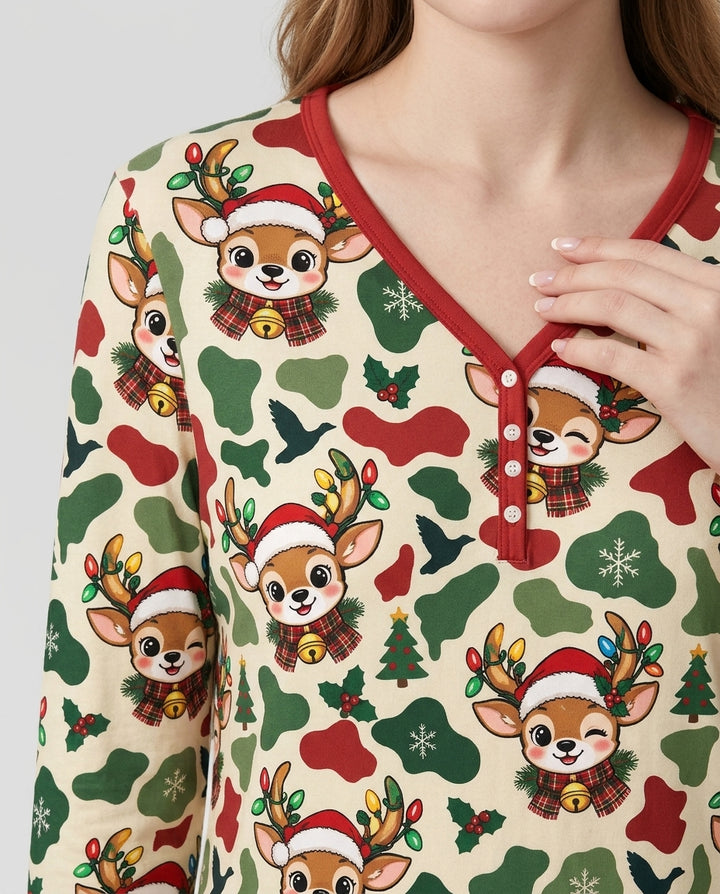 Christmas Deer Hunting Camo Bamboo Women Pajama Set