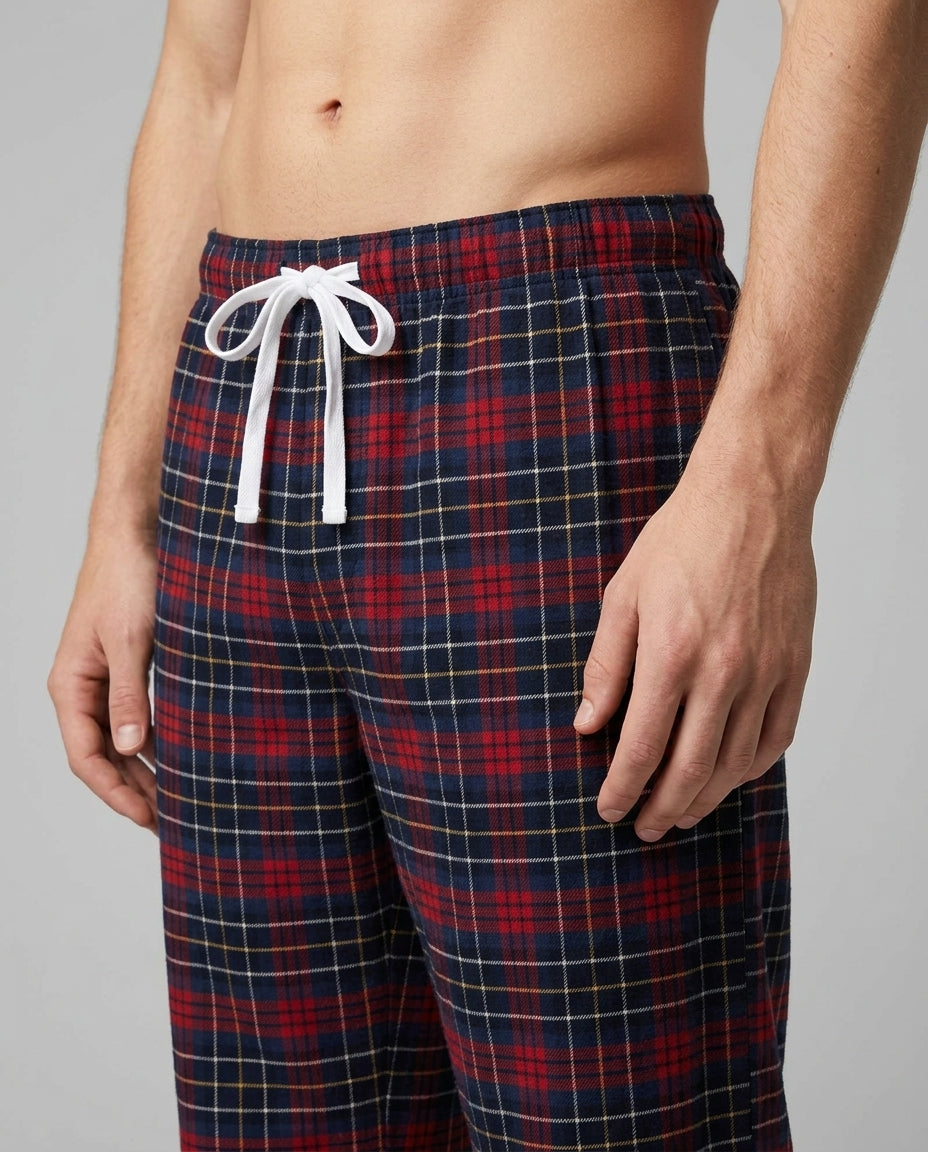 Custom Name North Pole Plaid Bamboo Men's Pajama Set
