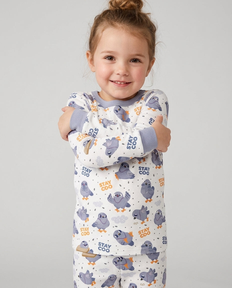 Pigeon Stay Coo Bamboo Two Piece Long Sleeve Pajama Set