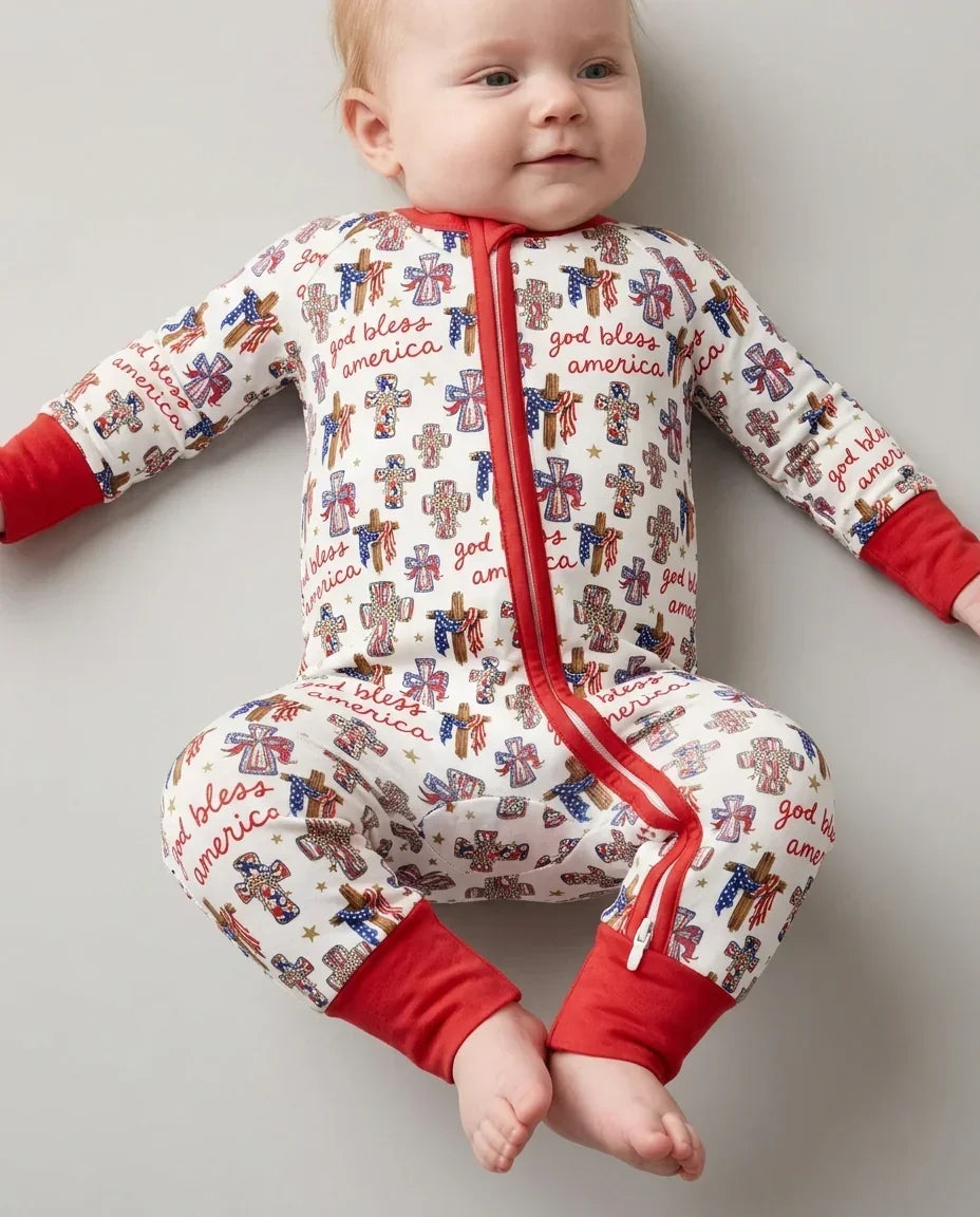 God Bless America Family Matching Bamboo Convertible Zippy