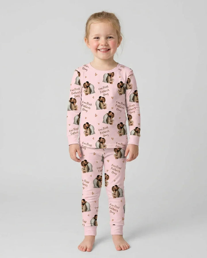 Custom Photo Our First as Parents Bamboo Two Piece Long Sleeve Pajama Set