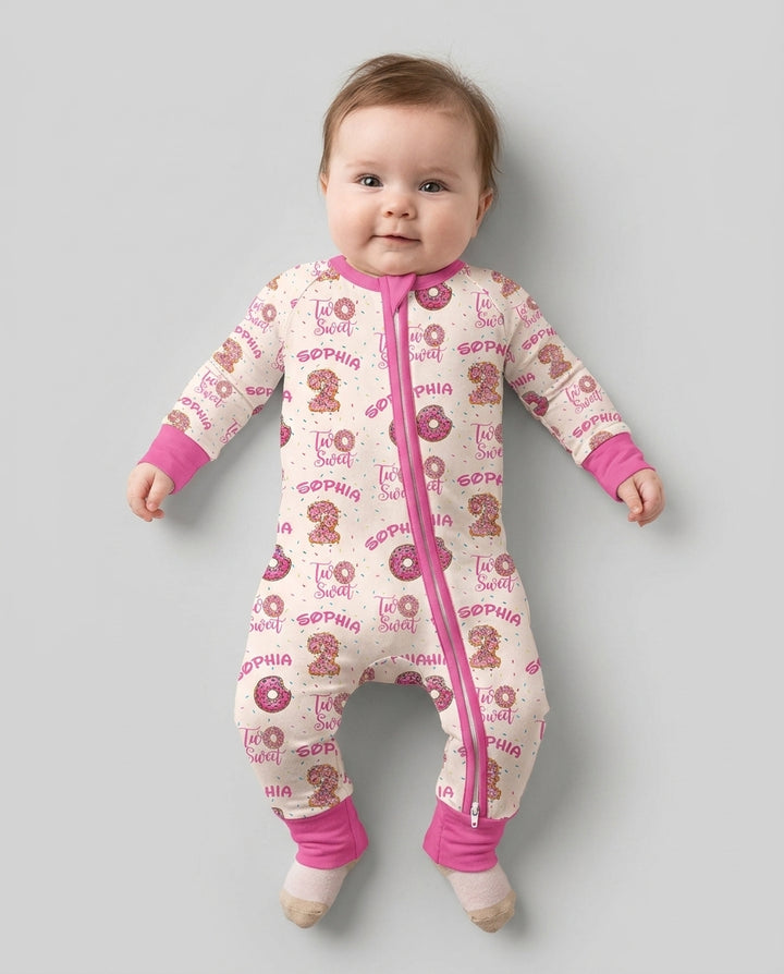 Custom Name Two Sweet Donut Bamboo Convertible Zippy