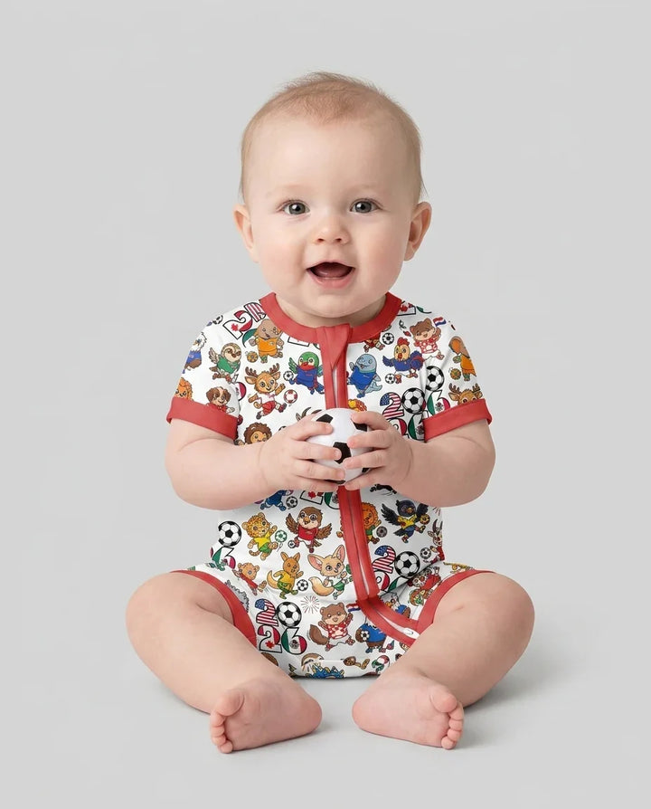 Kawaii Animals Soccer Tour 2026 Family Matching Bamboo Shorty Zippy