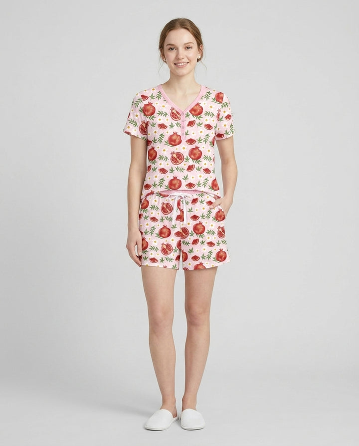 Pomegranate Garden Joy Family Matching Bamboo Women Short Sleeve Short Pajama Set