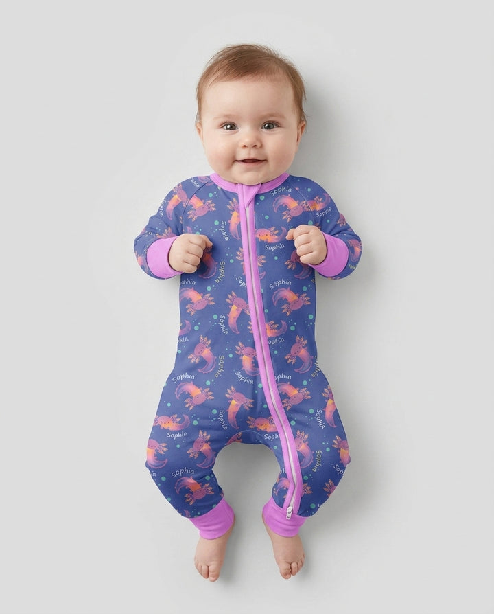 Axolotl Glow Custom Name Bamboo Convertible Zippy