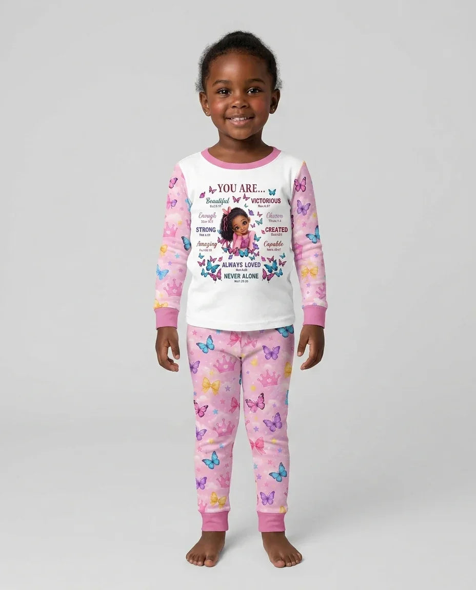 Black Girl Religious You Are Beautiful Bamboo Two Piece Long Sleeve Pajama Set
