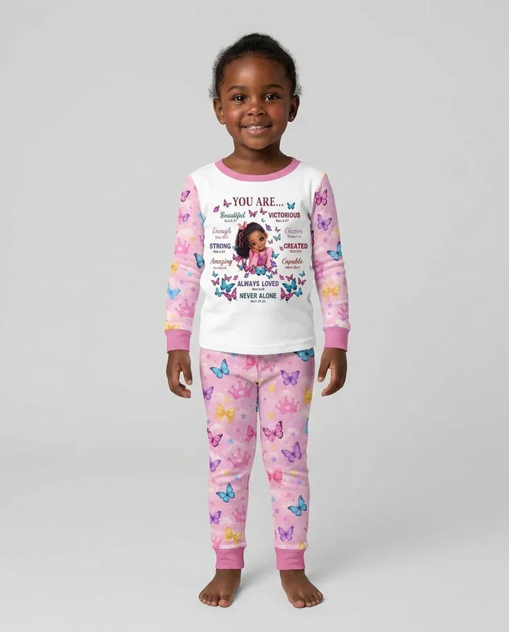 Black Girl Religious You Are Beautiful Bamboo Two Piece Long Sleeve Pajama Set