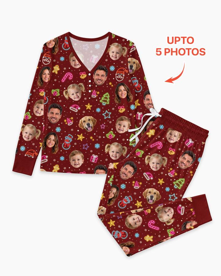 Christmas Faces Bamboo Women Pajama Set