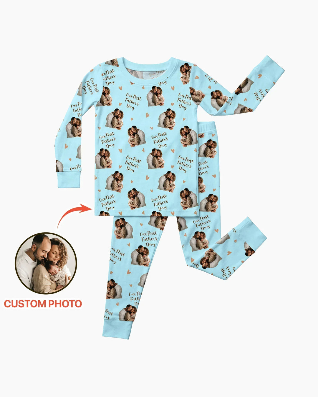 Custom Photo Our First as Parents Bamboo Two Piece Long Sleeve Pajama Set