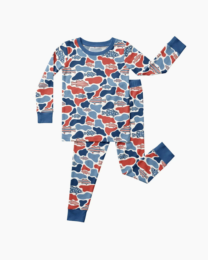 Reel America Daddy & Me Matching Bamboo Two Piece Long Sleeve Pajama Set