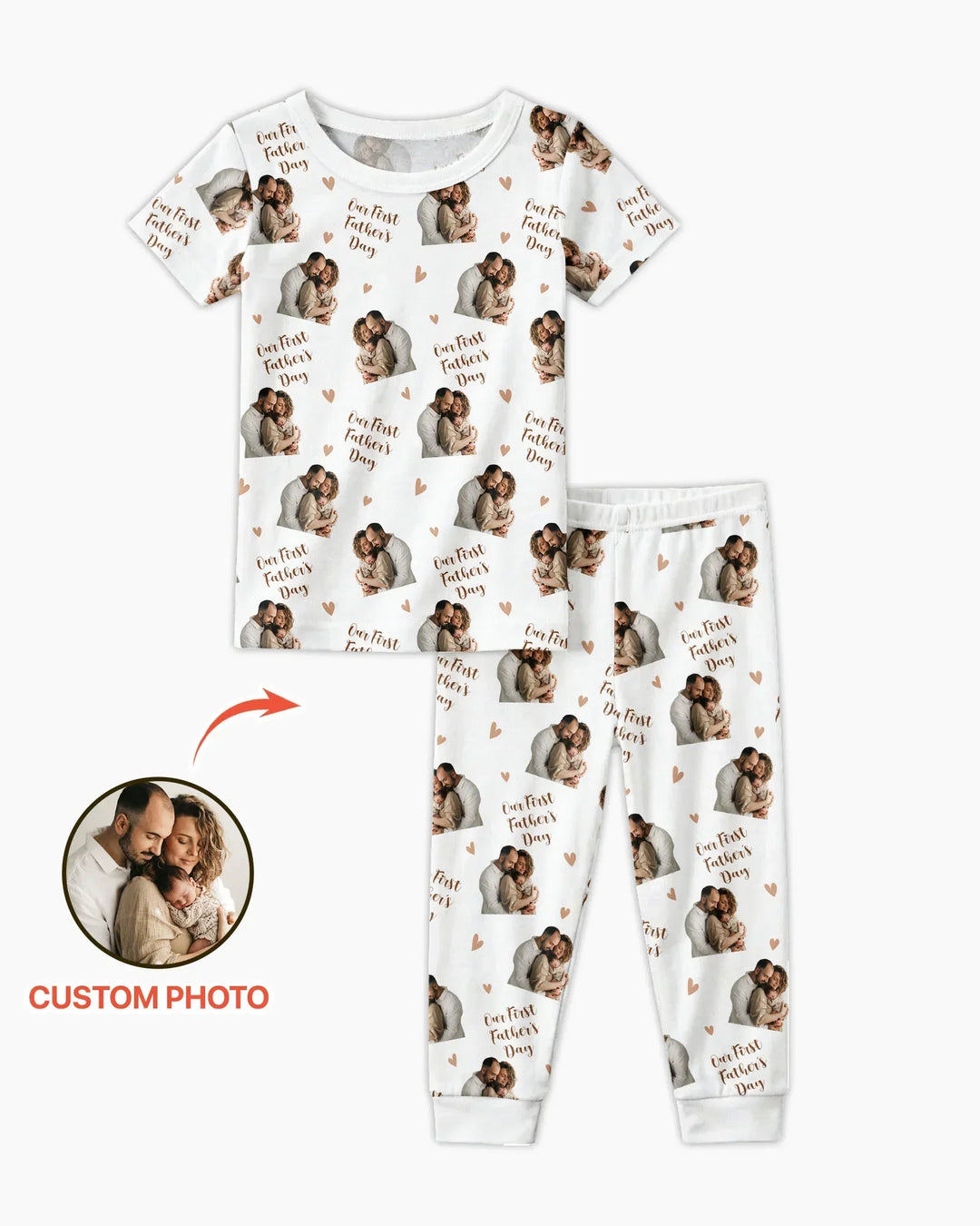 Custom Photo Our First as Parents Bamboo Two Piece Short Sleeve Pajama Set