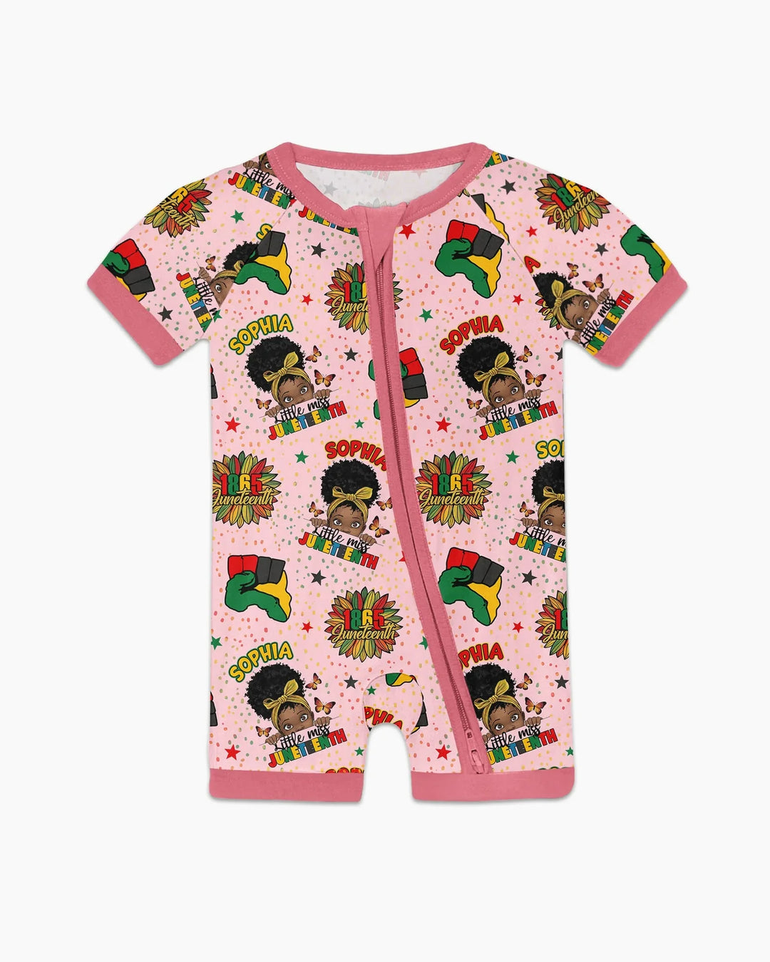 Custom Name Little Miss Juneteenth Bamboo Shorty Zippy