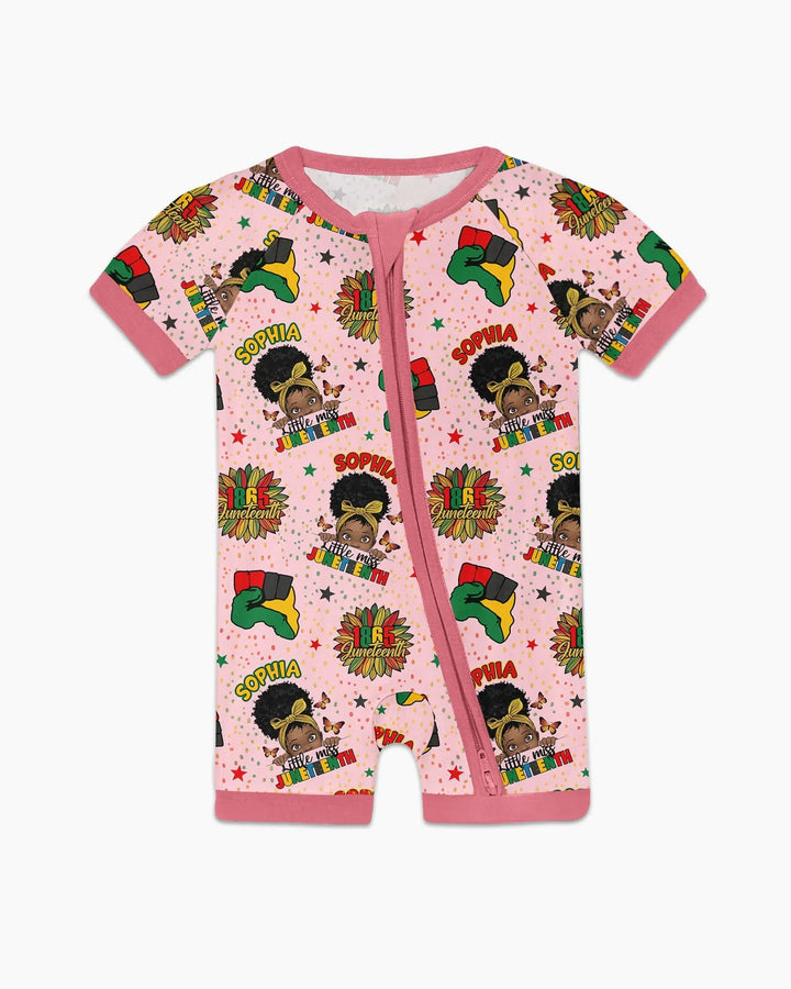 Custom Name Little Miss Juneteenth Bamboo Shorty Zippy