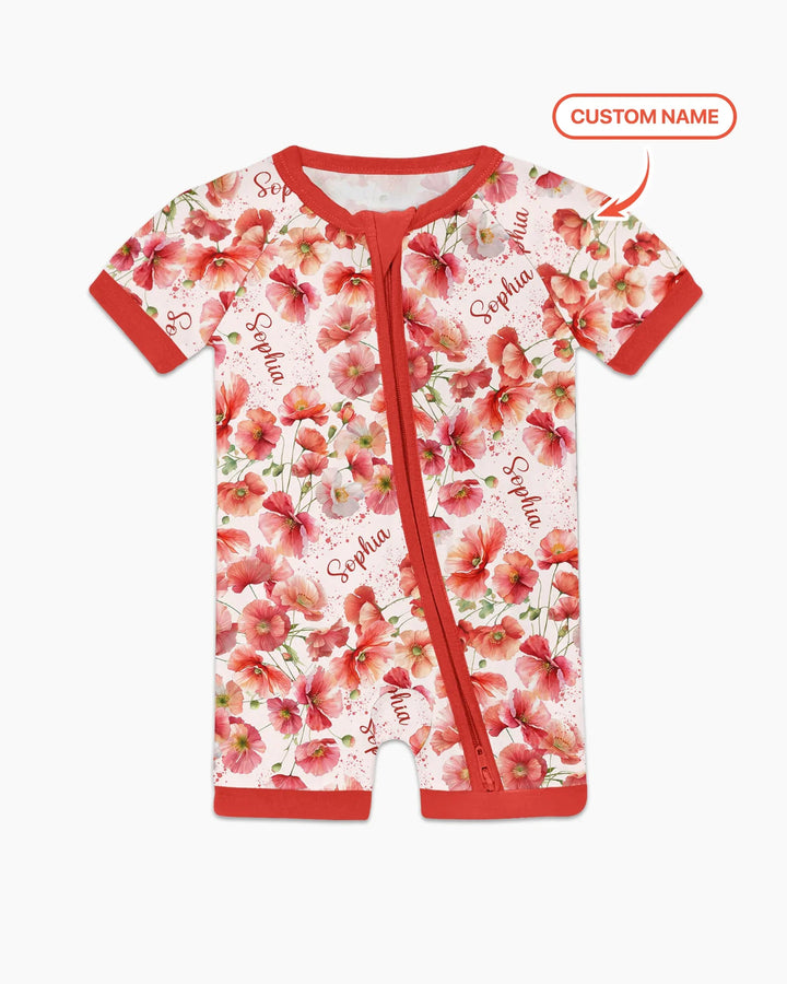 Custom Name Birth Month Flowers Bamboo Shorty Zippy