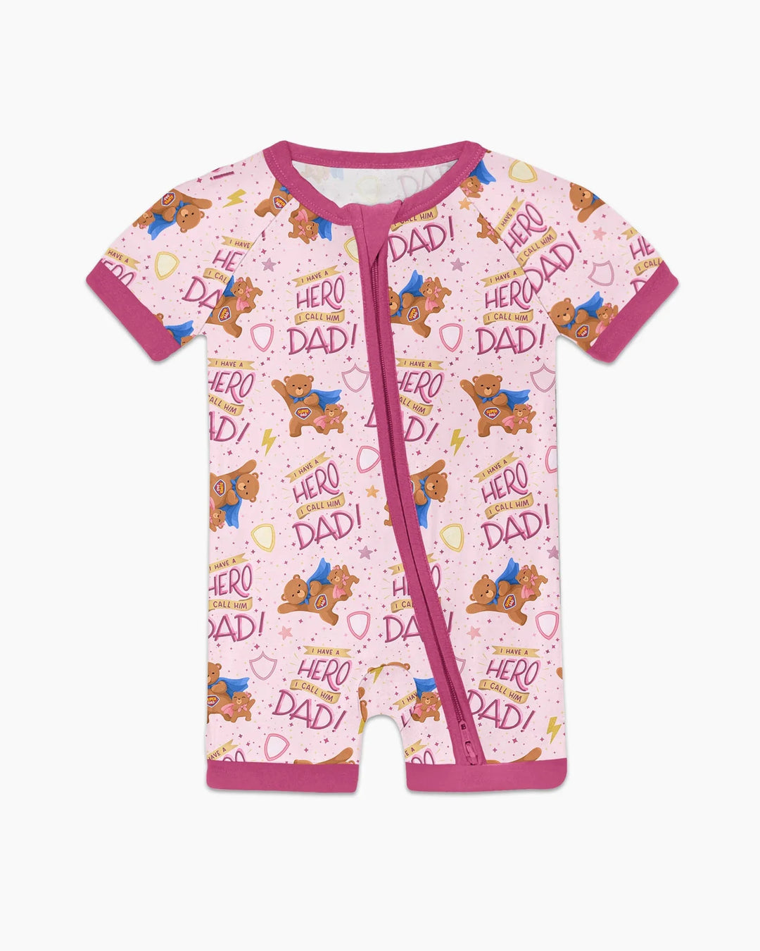 I Have A Hero Daddy & Me Matching Bamboo Shorty Zippy