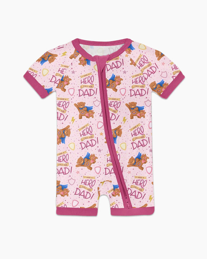 I Have A Hero Daddy & Me Matching Bamboo Shorty Zippy