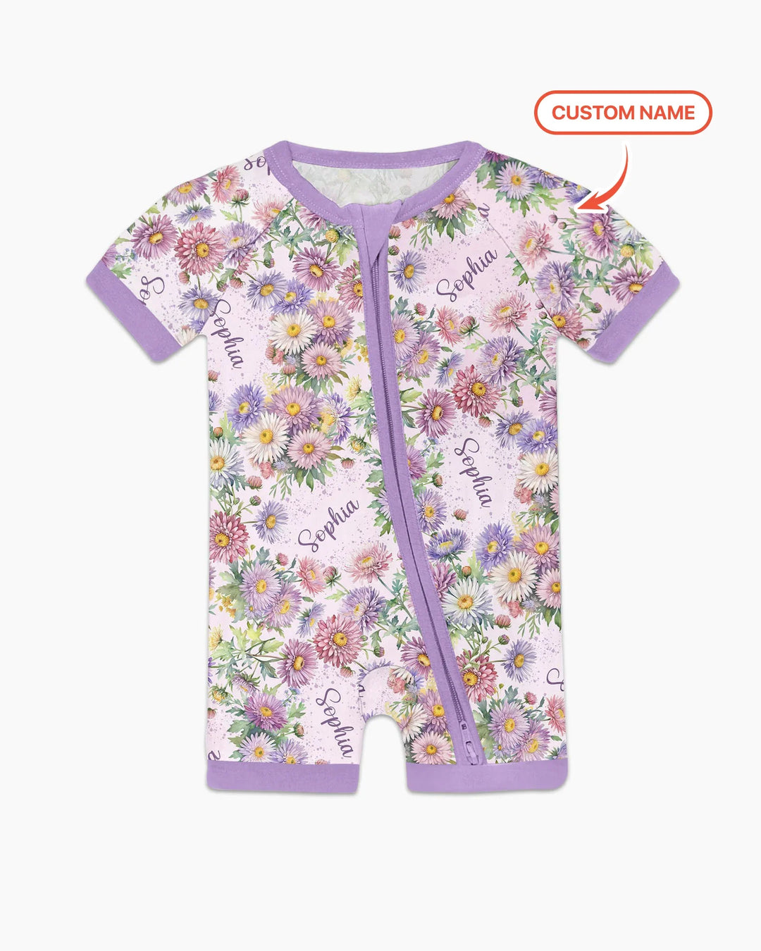 Custom Name Birth Month Flowers Bamboo Shorty Zippy