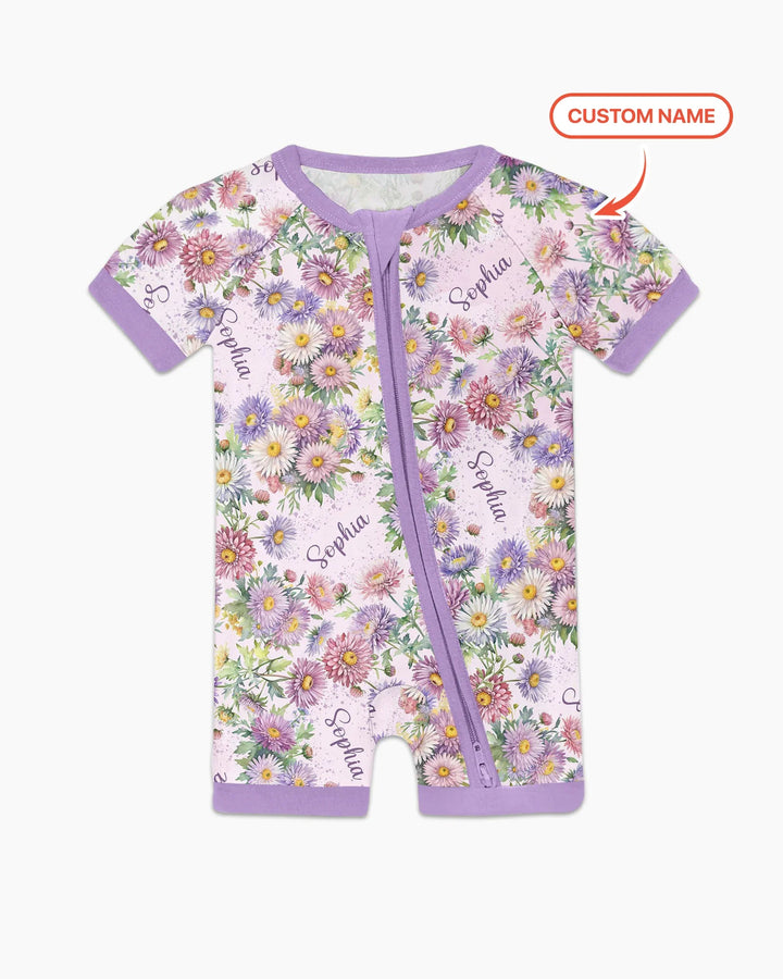 Custom Name Birth Month Flowers Bamboo Shorty Zippy