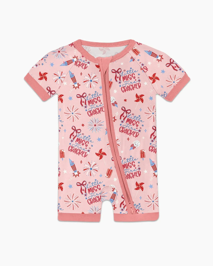 Little Miss Firecracker 4th July Bamboo Shorty Zippy