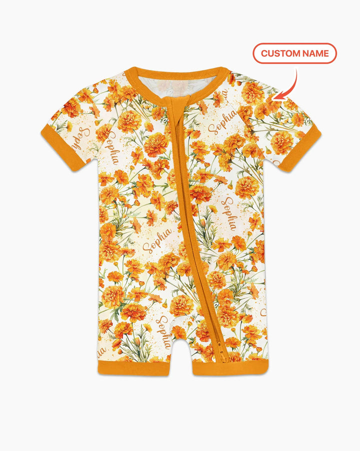 Custom Name Birth Month Flowers Bamboo Shorty Zippy