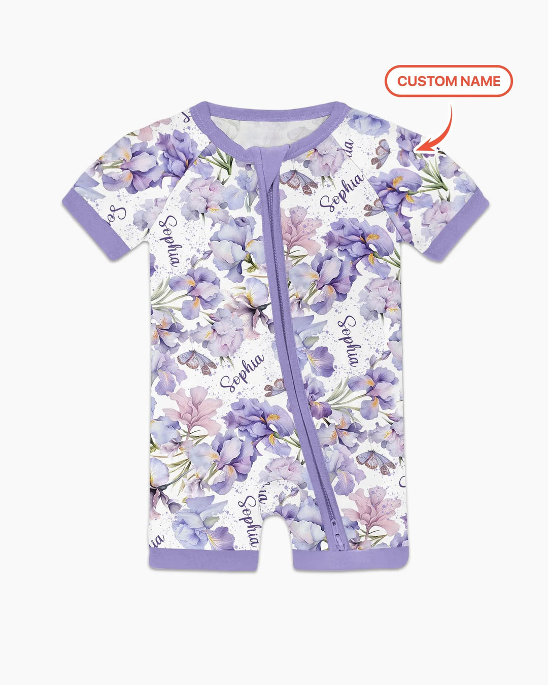 Custom Name Birth Month Flowers Bamboo Shorty Zippy