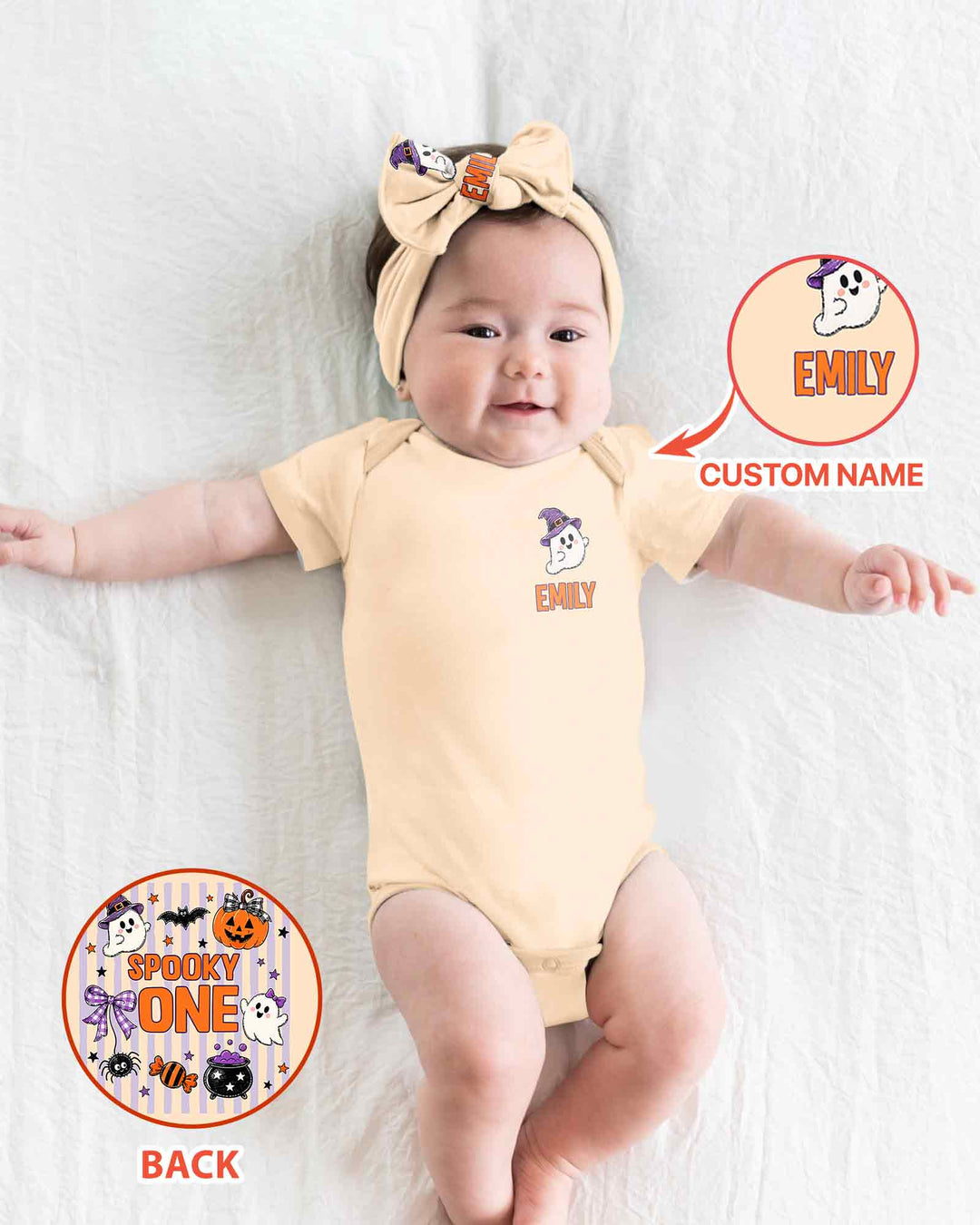 Custom Name Spooky One First Halloween Bamboo Bodysuit